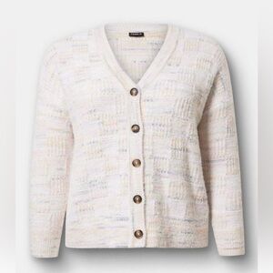 Torrid Cream Multicolor Button-Up Eyelash Cardigan Incredibly Soft Size 2 ( 2X )